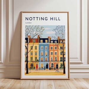Notting Hill Poster, London Travel Poster, Notting Hill Wall Art, Colorful London Print, UK City Poster, London Street Art