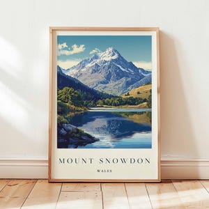 Mount Snowdon Print: Wales Travel Poster, Eryri National Park Wall Art