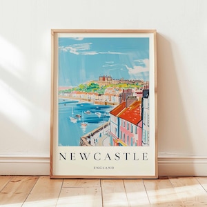 Newcastle Poster, England Travel Print, UK City Wall Art, Tyne Bridge Decor, Northern England Gift, Vibrant City Print, England Travel Art