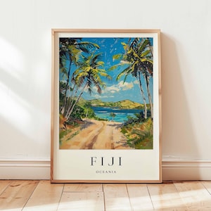 Fiji Poster, Oceania Travel Print, Pacific Island Wall Art, Tropical Decor, Fiji Travel Gift, Beach Paradise Print, Oceania Travel Art