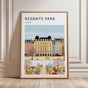 Regents Park Poster, London Travel Poster, Regents Park Wall Art, London Park Print, UK City Poster, British Nature Art, London Decor Print
