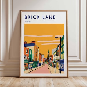 Brick Lane Poster, London Travel Poster, Brick Lane Wall Art, East London Print, UK City Poster, Street Market Art, British Culture Decor