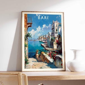 Bari Poster, Italy Travel Print, Puglia Wall Art, Southern Italy Decor, Bari Old Town Poster, Italy Travel Gift, Europe Travel Art
