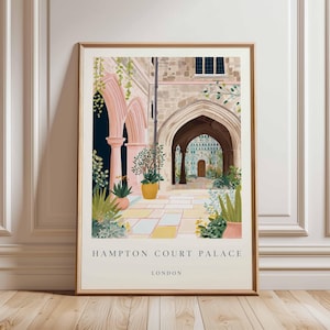 Hampton Court Palace Poster, London Travel Poster, Royal Palace Wall Art, Hampton Court Print, UK Landmark Poster, British Heritage Art