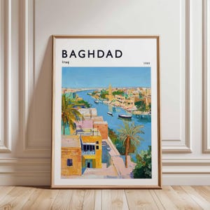 Baghdad Poster, Iraq Travel Print, Middle East Wall Art, Cityscape Decor, Baghdad Travel Gift, City Print, Iraq Poster, Iraq Travel Art