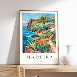 Madeira Poster, Portugal Travel Print, Portuguese Island Wall Art, Madeira Landscape Decor, Europe Travel Art, Portugal Travel Gift