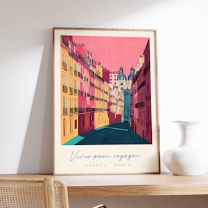 Póster de Biarritz, impresión de viaje a Francia, póster de ciudad costera, arte con vistas al océano Atlántico, decoración de un pueblo surfero, arte vasco francés, regalo de viaje a Francia