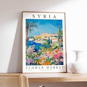 Syria Flower Market Poster, Syria Print, Syrian Floral Wall Art, Syria Floral Decor, Botanical Poster, Levantine Art, Middle East Travel Art