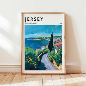 Jersey Poster, Channel Islands Travel Print, UK Wall Art, St. Helier Decor, European Travel Gift, Coastal Print, Channel Islands Travel Art