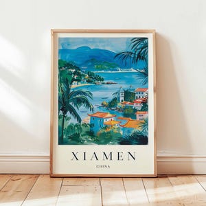 Xiamen Poster, China Travel Print, Fujian Wall Art, Coastal City Decor, Xiamen Travel Gift, Asian City Print, China Travel Art