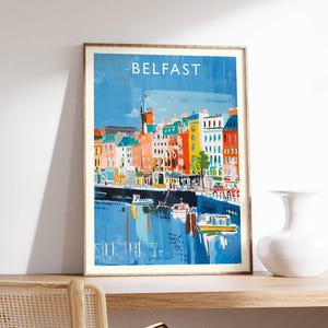 Belfast Poster, Northern Ireland Travel Print, UK City Wall Art, Belfast Travel Decor, Titanic Quarter Gift Art, European City Print