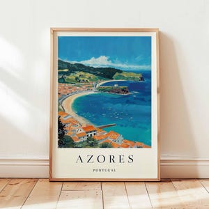 Azoren Poster, Portugal Reise Poster, Atlantikinsel Wandkunst, Natur Dekor, Azoren Reise Poster, Europäische Inseln, Portugal Poster