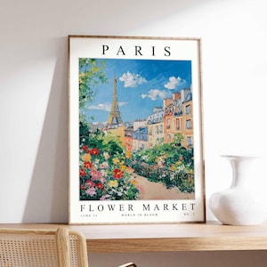 Paris Flower Market Poster, Paris Print, French Floral Wall Art, Paris Floral Decor, Botanical Poster, Europe Travel Print, Cityscape Art