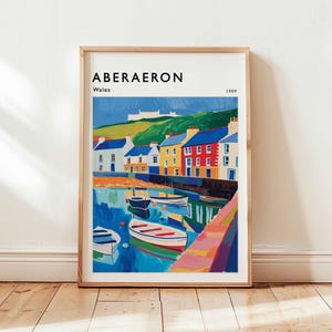 Aberaeron Poster, Wales Travel Print, Ceredigion Wall Art, Harbour Decor, UK Travel Gift, Coastal Print, Aberaeron Print, Wales Travel Art