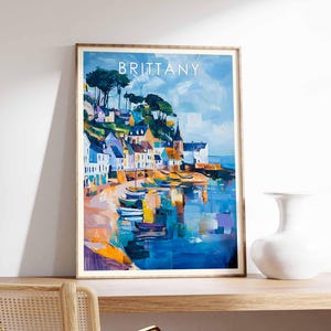 Affiche de Bretagne, impression de Bretagne, art mural Bretagne, affiche de voyage en Français, impression paysage de Bretagne, affiche côtière, décoration de Bretagne