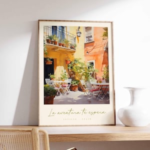 Seville Poster, Spain Travel Print, Retro Travel Wall Art, Travel Wall Decor, Vintage Travel Gift, Classic Travel Poster