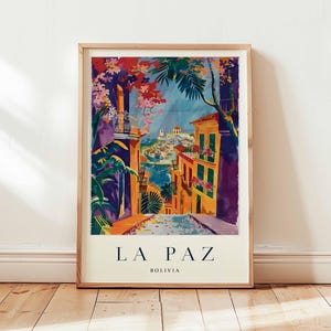 La Paz Poster, Bolivia Travel Print, South America Wall Art, Andes Decor, La Paz Travel Gift, High Altitude City Print, Bolivia Travel Art