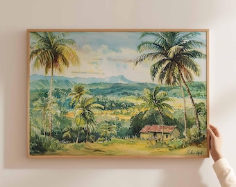 Dominican Republic Travel Poster: Caribbean Island Beach Art