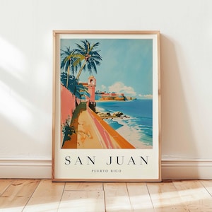 San Juan Poster, Puerto Rico Travel Print, Caribbean Wall Art, Old San Juan Decor, Island Travel Gift, Puerto Rico Travel Art