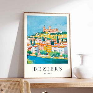 Béziers Poster, France Travel Print, French City Wall Art, Occitanie Region Decor, Béziers Cathedral Art, Europe Print, France Travel Art