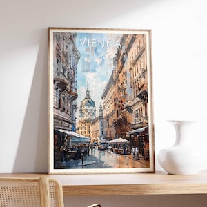 Cartaz de Viena, Impressão da Áustria, Arte de Parede de Viena, Cartaz da Cidade Austríaca, Impressão de Viagem pela Europa, Horizonte de Viena, Impressão de Arquitetura Histórica