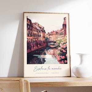 Straßburg Poster, Frankreich Reisedruck, Altstadt Kunstdruck, Frankreich Elsass Dekor, Europäische Architektur Wandkunst, Frankreich Reisegeschenk