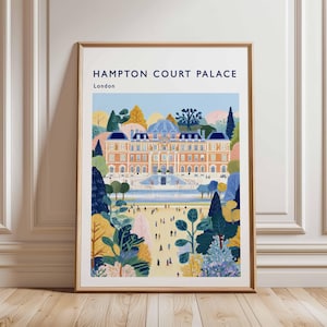 Hampton Court Palace Poster, London Travel Poster, Royal Palace Wall Art, Hampton Court Print, UK Landmark Poster, British Heritage Art