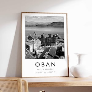 Affiche Oban, Écosse impression eau, impression front de mer d'Oban, affiche du port d'Oban, art de la ville d'Oban, impression paysage écossais, art côtier de l'Ecosse