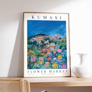 Kumasi Flower Market Poster, Kumasi Print, Ghanaian Floral Wall Art, Kumasi Floral Decor, Botanical Poster, Ghana Art, Africa Travel Print