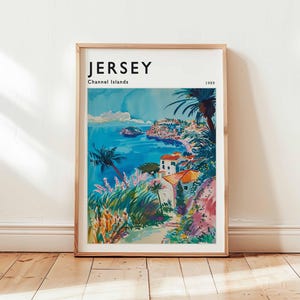 Jersey Poster, Channel Islands Travel Print, UK Wall Art, St. Helier Decor, European Travel Gift, Coastal Print, Channel Islands Travel Art
