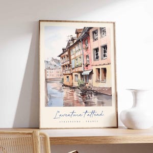 Straßburg Poster, Frankreich Reisedruck, Altstadt Kunstdruck, Frankreich Elsass Dekor, Europäische Architektur Wandkunst, Frankreich Reisegeschenk