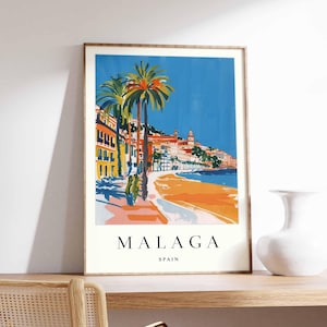 Malaga Poster, Spanien Druck, Malaga Wandkunst, Malaga Stadt Karte Dekor, minimalistisches Malaga Poster, Spanische Skyline Druck, Malaga Reisewandkunst