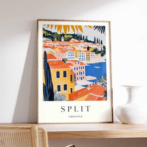 Split Poster, Croatia Travel Print, Dalmatia Wall Art, Croatian Coastal Decor, Split Diocletian&#39;s Palace Poster, Europe Travel Art