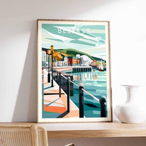 Belfast Poster, Northern Ireland Travel Print, UK City Wall Art, Belfast Travel Decor, Titanic Quarter Gift Art, European City Print