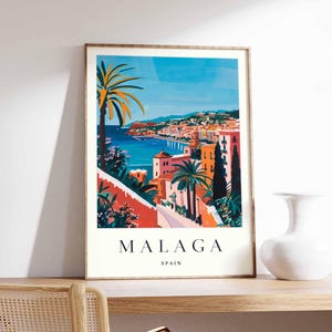 Malaga Poster, Spanien Druck, Malaga Wandkunst, Malaga Stadt Karte Dekor, minimalistisches Malaga Poster, Spanische Skyline Druck, Malaga Reisewandkunst