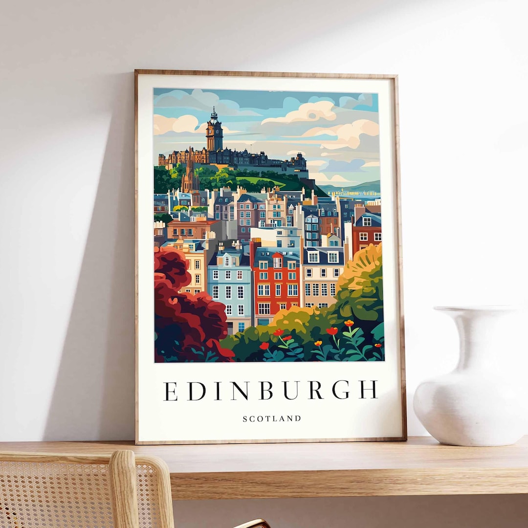 Edinburgh Castle Print: Scotland Travel Poster, Old Town Wall Art - Etsy