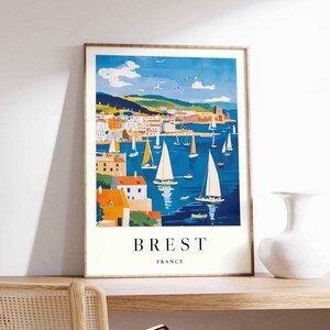 Brest Poster, Frankreich Reisedruck, Hafenstadt Kunstdruck, Frankreich Küstenwandkunst, Bretagne Maritime Szene Dekoration, Frankreich Reisegeschenk