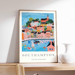 Southampton Poster, England Travel Print, UK City Wall Art, Hampshire Decor, Southampton Travel Poster, Southampton Print, UK Travel Art