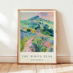 The White Peak poster, Peak District Travel Print, Derbyshire Wall Art, UK landschapsdecor, Engelse platteland print, UK Travel Art