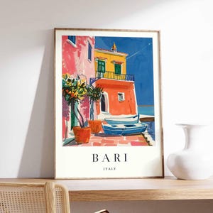 Bari Poster, Italy Travel Print, Puglia Region Wall Art, Italian Decor, Bari Vecchia Poster, Italian Coastal Art, Europe Travel Gift
