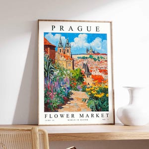 Prague Flower Market Poster, Prague Print, Czech Floral Wall Art, Prague Floral Decor, Botanical Poster, Czech Republic Travel Art