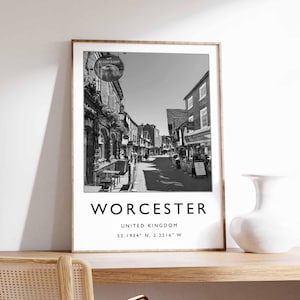 Worcester Poster, England Poster, Worcester Print, Worcester Wall Art, Worcester Decor, Worcester Cathedral Print, UK Poster, Worcester Gift