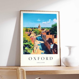 Oxford Poster, UK Travel Print, University City Print, UK College Art, Historic City Decor, Cityscape View Print, Oxford Travel Gift
