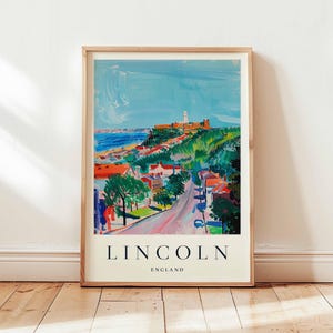 Lincoln Poster, England Travel Print, Lincolnshire Wall Art, Cathedral Decor, UK Travel Gift, Historic City Print, UK Travel Art