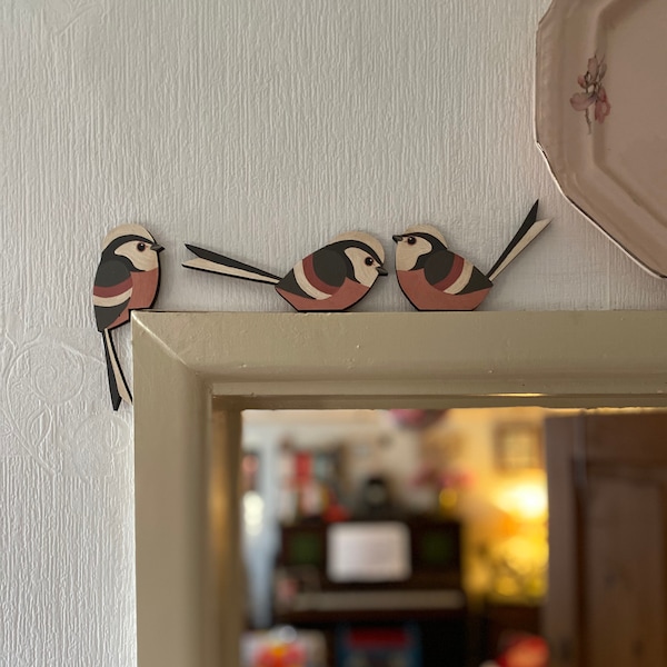 Long tailed tit family for a door frame