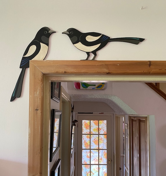 Hand Painted Magpie Pair to Sit on Top of a Door Frame - Etsy UK