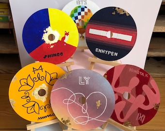 K-pop Inspired Hand-painted CD With Mini Easel, Gold Detail