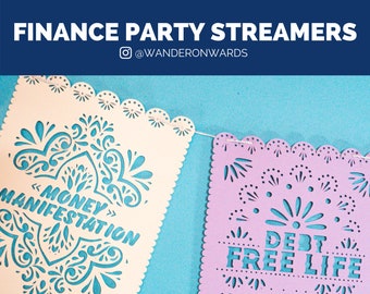 Papel Picado Personal Finance Party Streamers | Debt, Savings, Investing, Baby Steps, Personal Finance, Budgeting