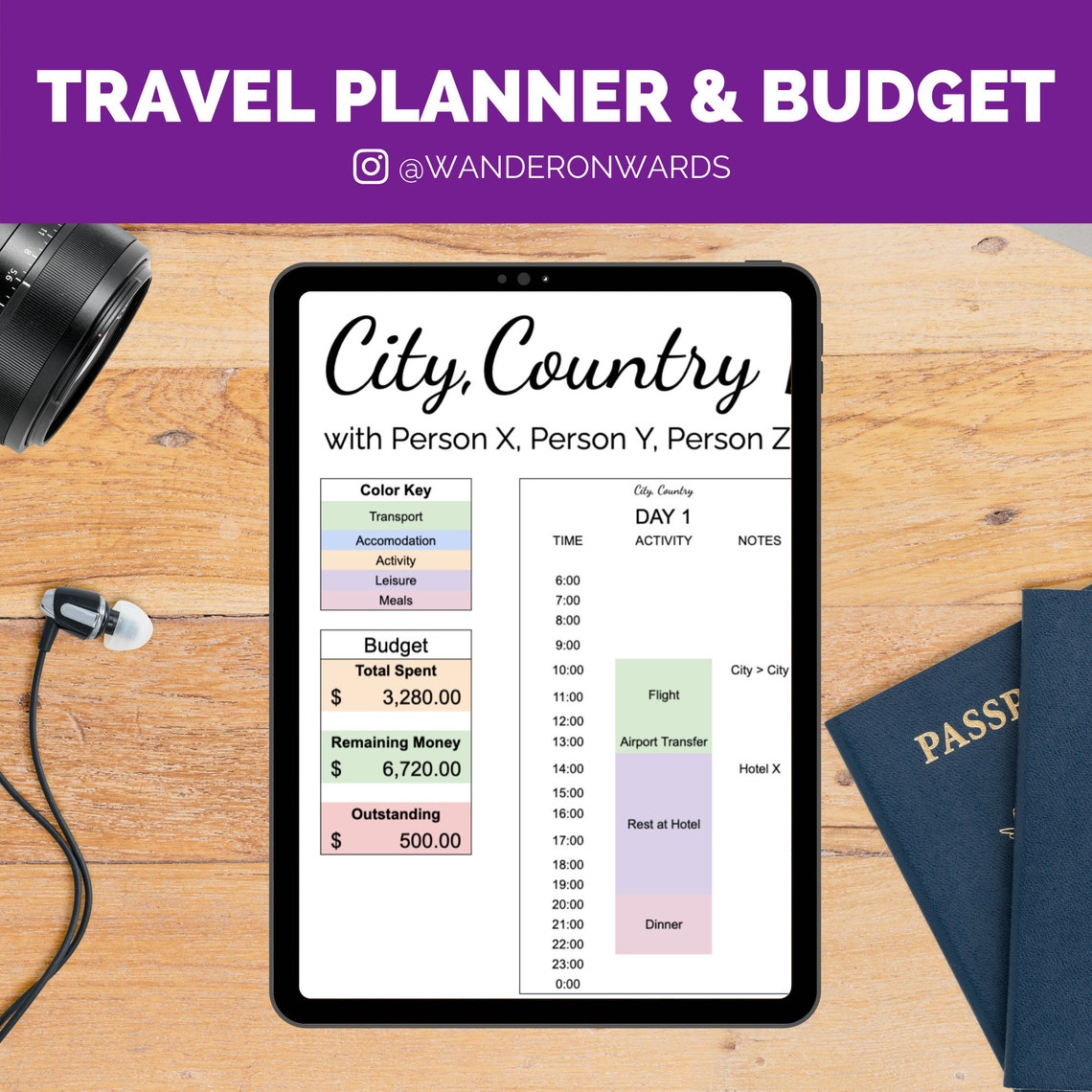 Travel Planner & Trip Budget Template (google Sheets) Tracks 1-12 ...