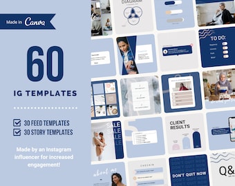 Blue Coaching Instagram Template Bundle | Canva Social Media Template | Personal Finance Educator | Small Business | Coaches | Infographics